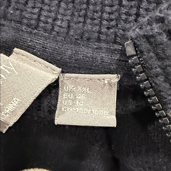 Sweaty Betty Women’s Navy Funnel Neck Half Zip-Up Sweater White Trim Size 14 - Picture 8 of 14